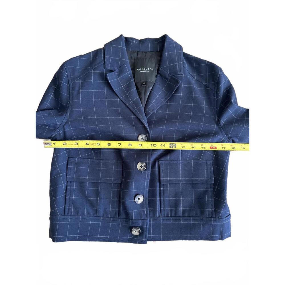 Rachel Roy Women's Navy Blue Cropped Blazer with Windowpane Check 💙 - Picture 8 of 8